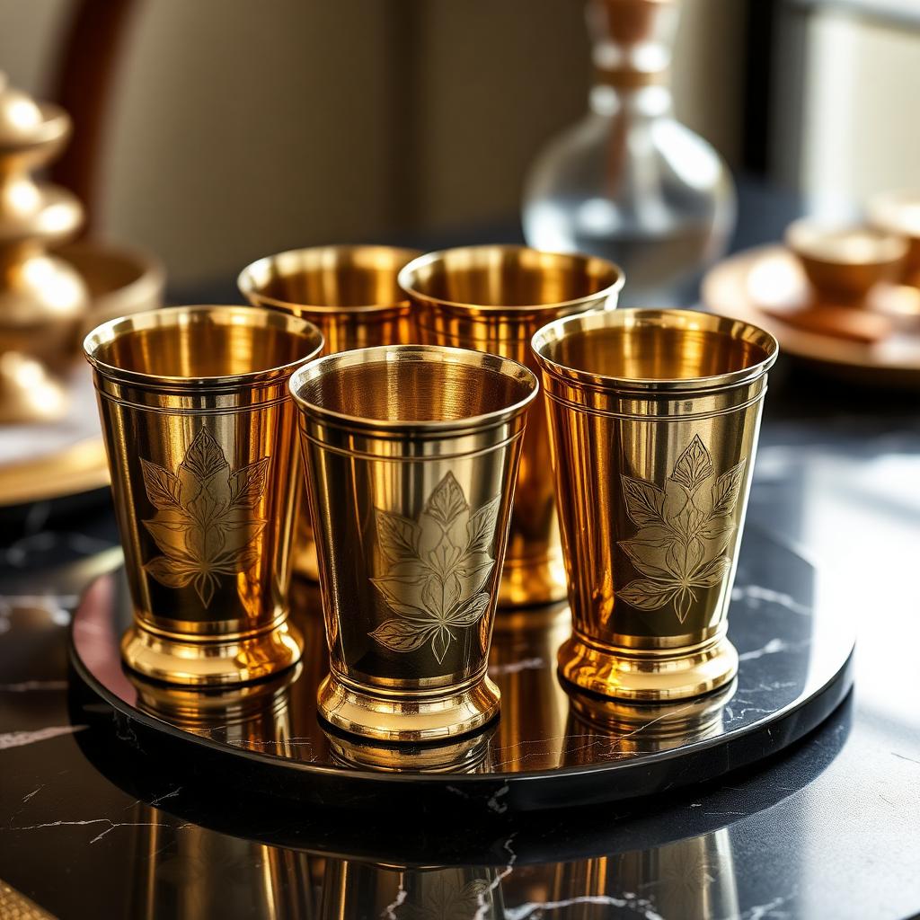 Engraved Brass Tumbler Set