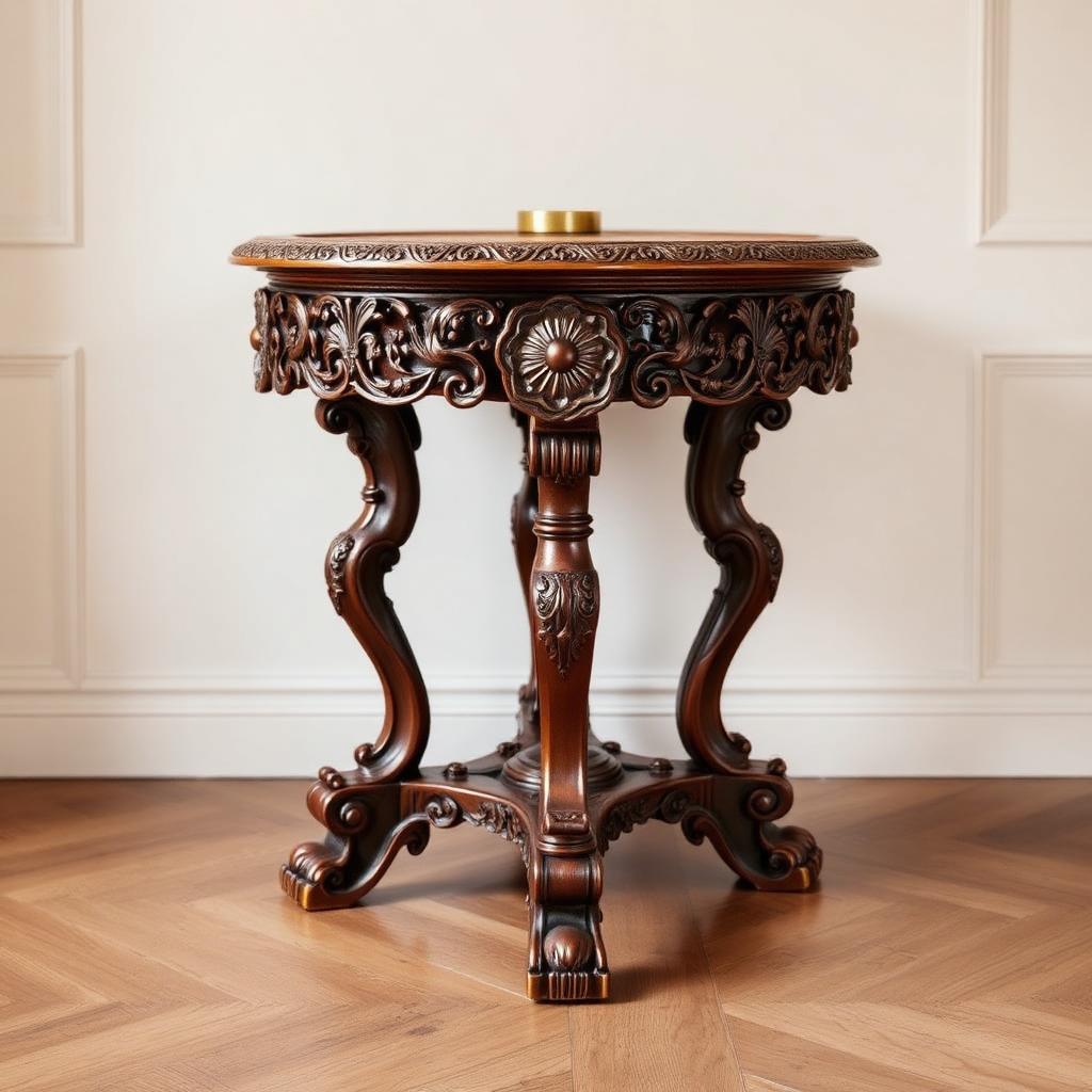 Carved Teak Royal Side Table