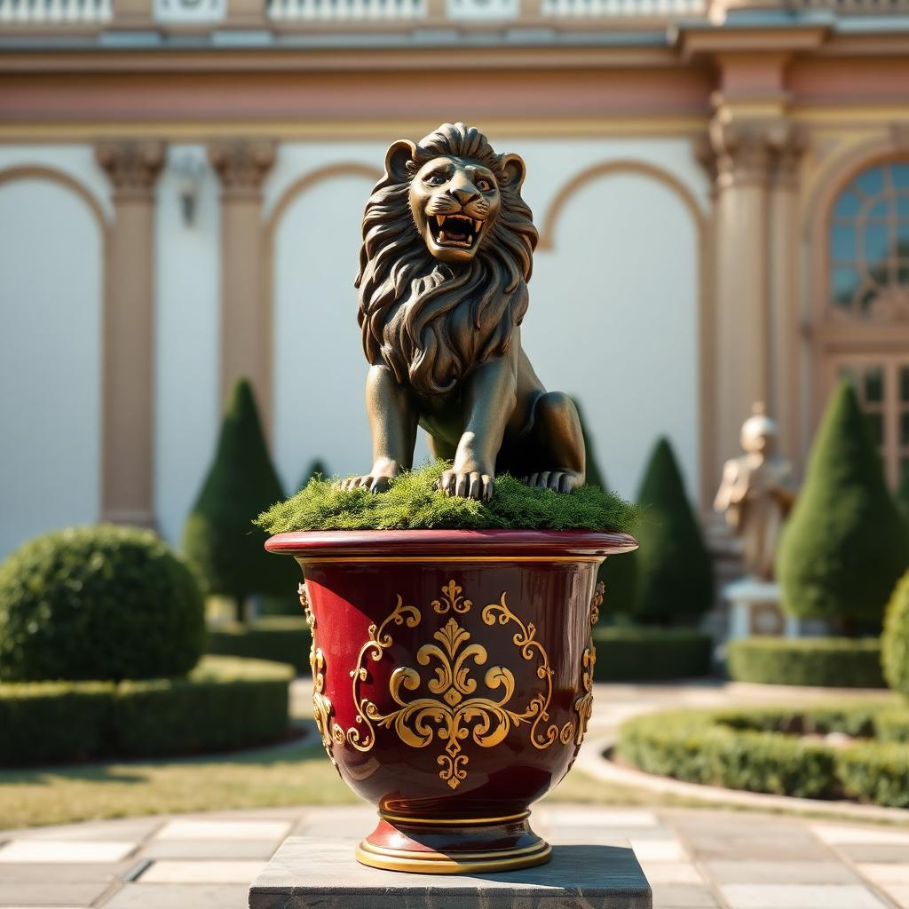 Topiary Lion in Royal Urn